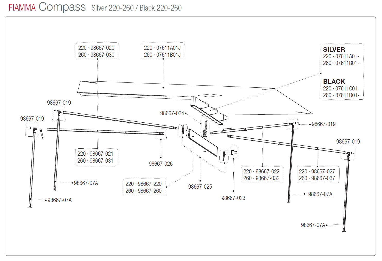Afbeelding voor categorie Compass Silver 220-260 / Black 220-260