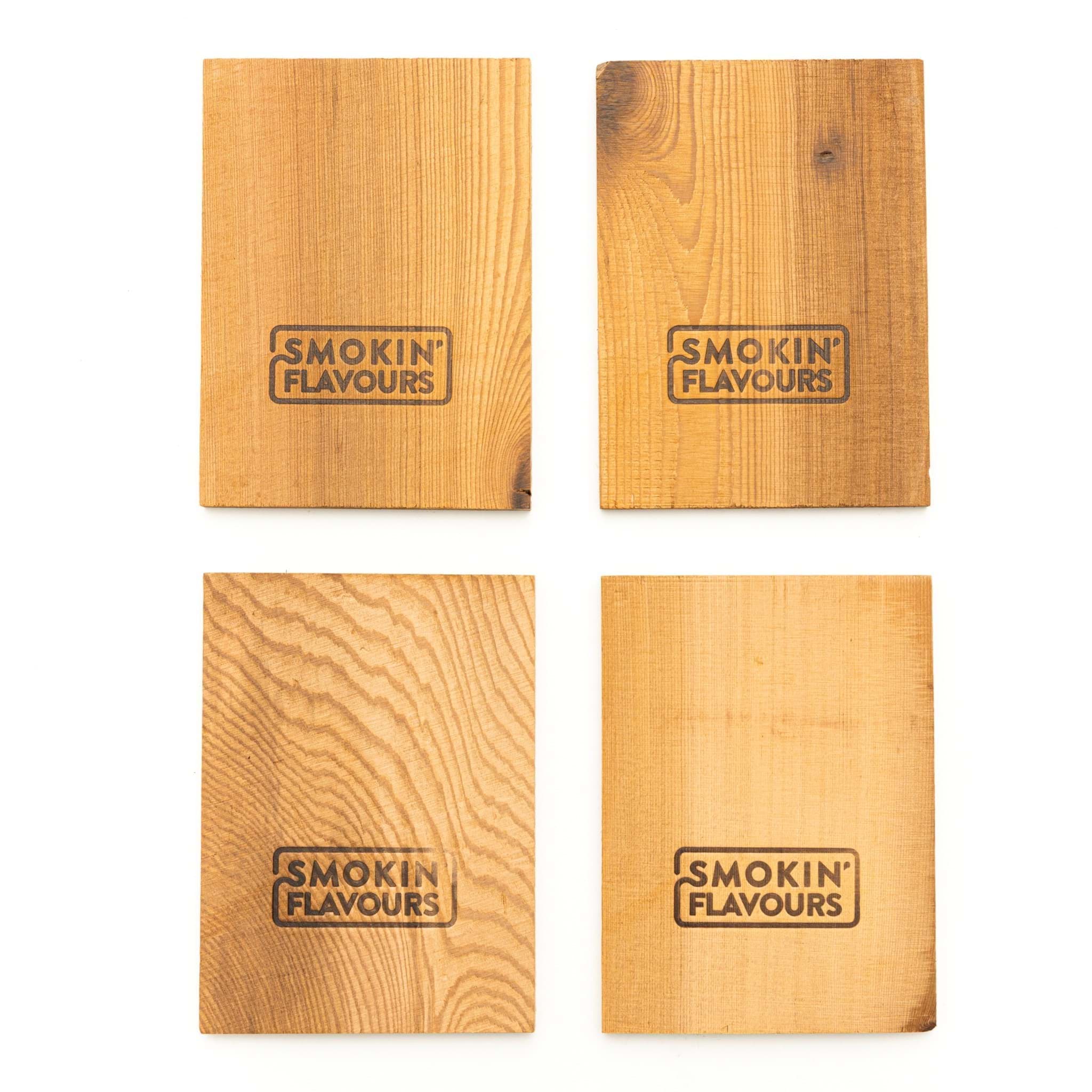 Afbeelding van SMOKIN' FLAVOURS CEDERHOUTEN PLANKEN SET VAN 4 STUKS 15x11x1 CM