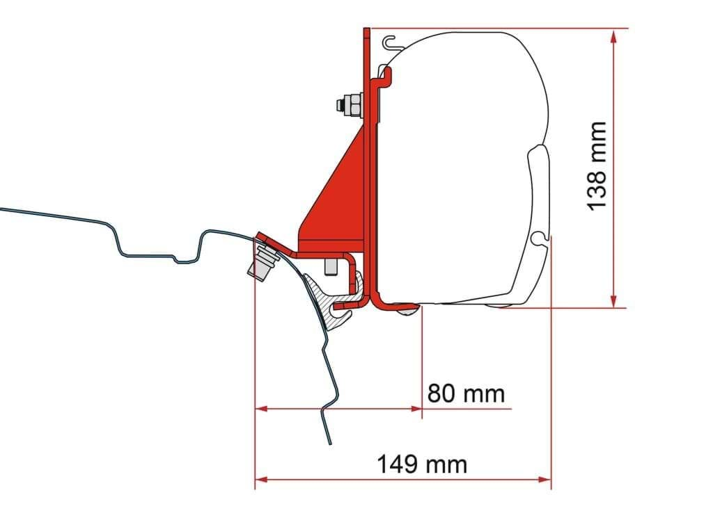 Afbeelding van FIAMMA KIT F45 F43VAN VW T5 - T6 COMBI RAIL BRACKET (FOR RAIL REIMO, BRANDRUP. VAMOOSE)