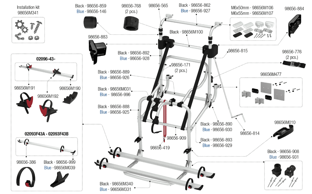 Afbeelding voor categorie Carry-bike Lift 77 02096-44- & 02096-43- & 02093F43(A/B)