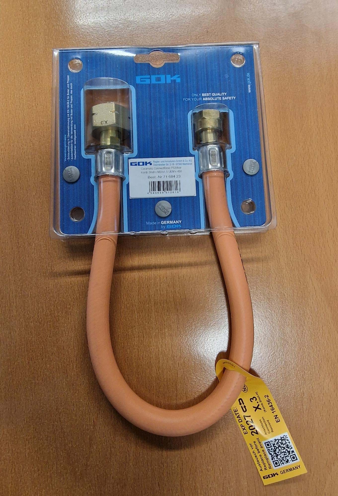 Afbeelding van CARAMATIC CONNECT GASSLANG 45 CM KOMB SHELL x M20x1,5 NUT PS30BAR